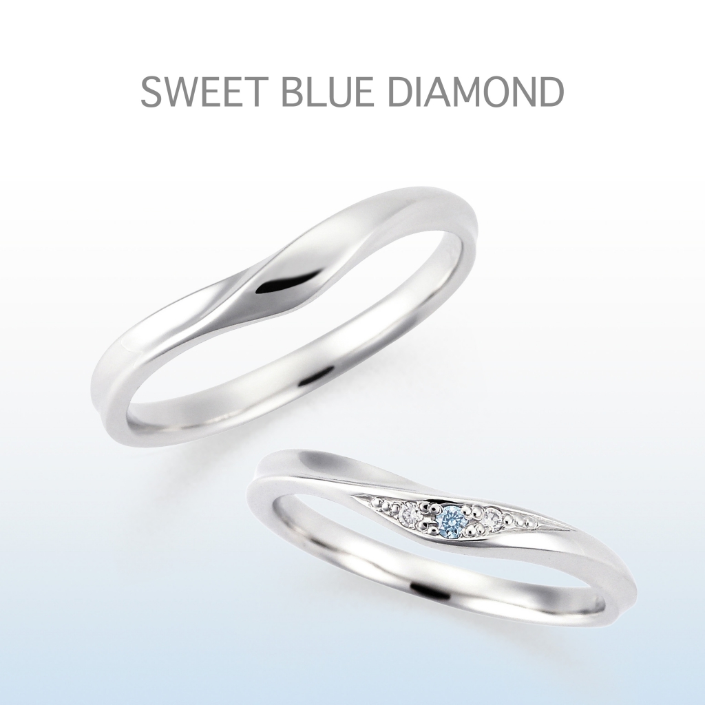 京都で10万円で揃う結婚指輪でスイートブルーダイヤモンド1