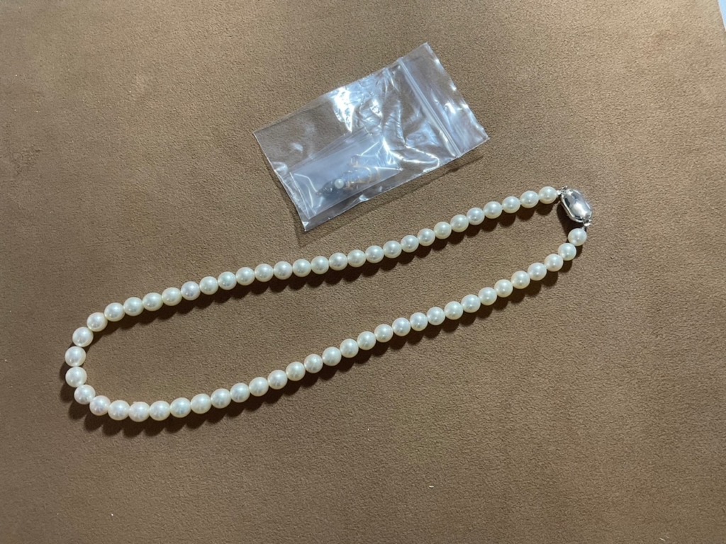 京都大丸前 真珠パールネックレスのクラスプ交換とワイヤー替え
