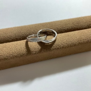 京都 結婚指輪ふたつをトリニティ使用にジュエリー加工