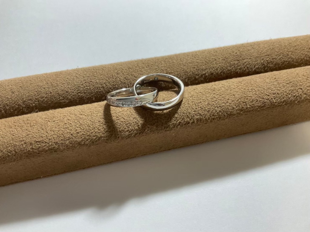 京都 結婚指輪ふたつをトリニティ使用にジュエリー加工