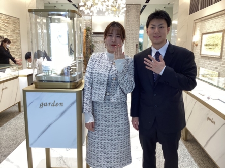 滋賀県 手作り結婚指輪gardenハンドメイドを作成頂きました