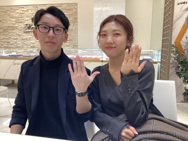 大阪枚方市・愛媛県よりご来店 世界最高峰の鍛造ブランド・フィッシャーの結婚指輪をご成約頂きました