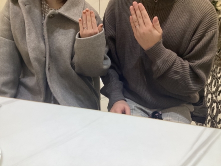 長崎県より旅行を兼ねてご来店 手作り結婚指輪gardenハンドメイドを作成頂きました